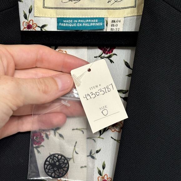 NWT Cartonnier Anthropologie Lloyd Tie Sleeve Easy Blazer in Black - Size 0 - Picture 7 of 13